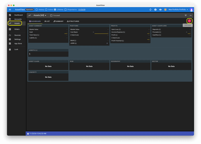 Adding assets in AssetView
